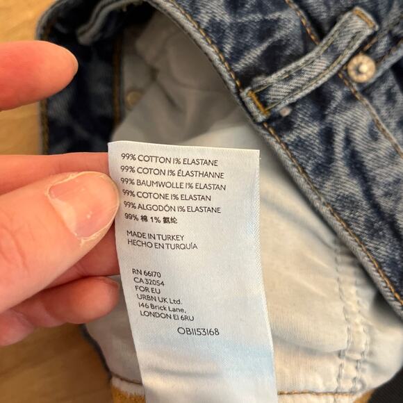 We The Free Cropped Bootcut Raw Hem Jeans Size 30 Medium Wash Button Fly Hi Rise - Picture 5 of 9